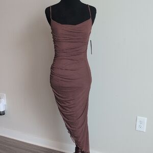Chic Asymmetrical Brown Dress